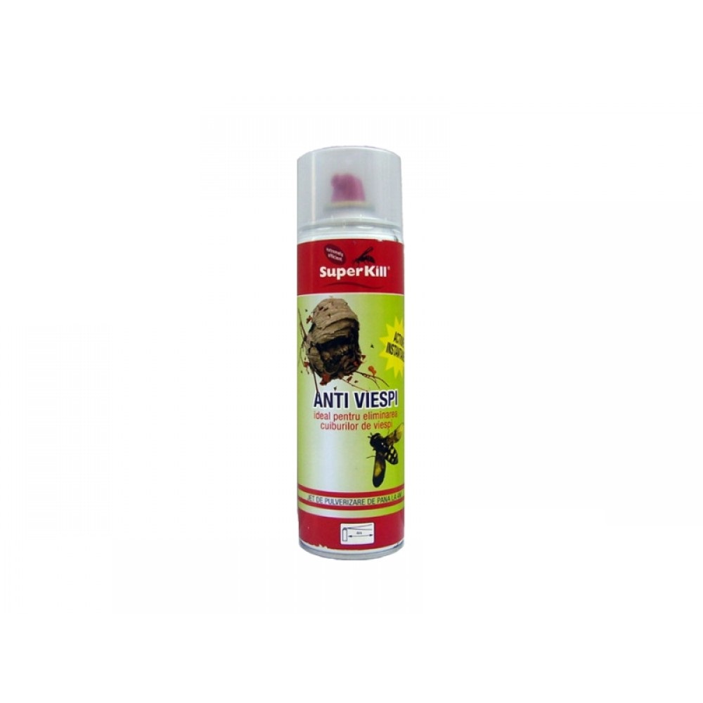 Spray Anti Viespi SuperKill Cu Jet De Pulverizare Pana La 4m Pentru Eliminarea Cuiburilor De Viespi 500ml